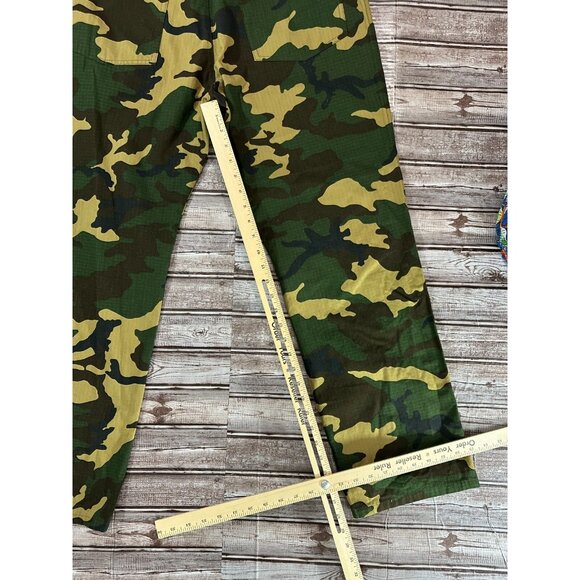 LU'U DAN Camoflage print cotton cordura Straight-Leg Jeans sz 52 green NWOT $335 - Picture 7 of 7